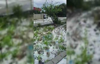 Dolu yağışı beyaza bürüdü