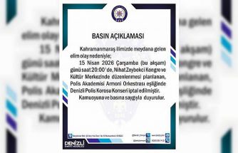 Kahramanmaraş’taki acı olay sonrası Denizli’deki polis konseri iptal edildi