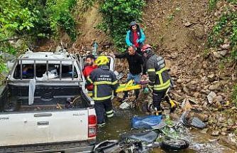 Kamyonet dere yatağına düştü: 2 yaralı