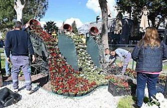 Kemer yaz sezonuna hazırlanıyor, ilçe petunyalarla süsleniyor