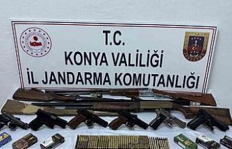 Konya’da jandarma çok sayıda silah ve silah parçası ele geçirdi: 3 tutuklama