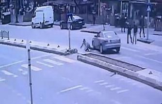 Otomobilin yayaya çarptığı kaza kamerada