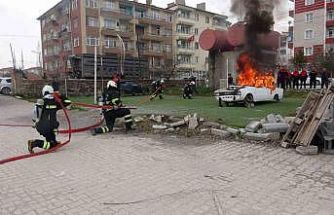 Sorgun itfaiyesi yangın tatbikatında tam not aldı