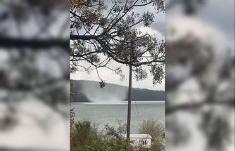 Sumbas’ta baraj üzerinde oluşan hortum kameraya yansıdı