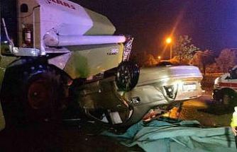 Tekirdağ’da taklalar atan otomobilin fuar alanına uçtuğu kaza kamerada