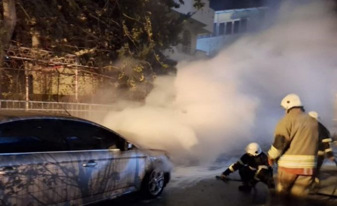 Belen’de otomobil yangını