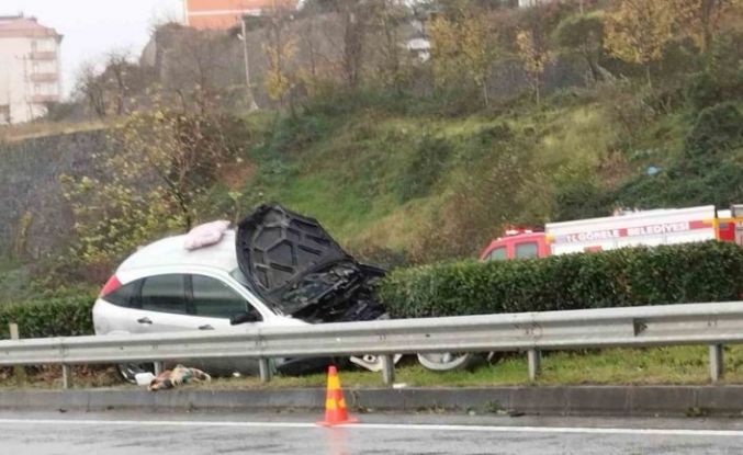 Görele’de trafik kazası: Otomobil alev aldı