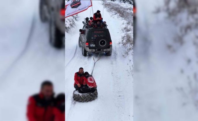 Karın tadını lastikle kayarak çıkardılar