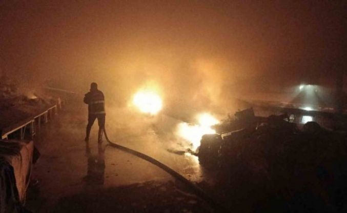 Sorgun’da semt pazarında yangın