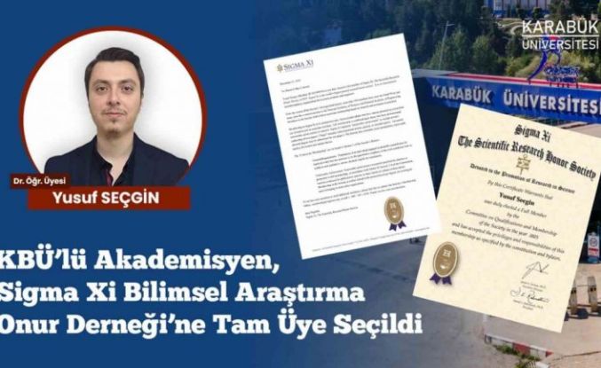 KBÜ’lü akademisyen Sigma Xi’ye kabul edildi