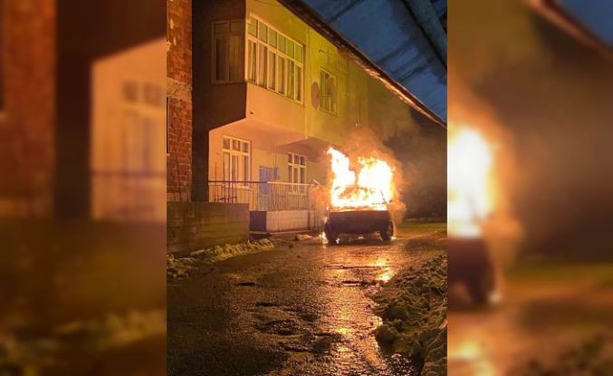 Park halindeki otomobil alevlere teslim oldu