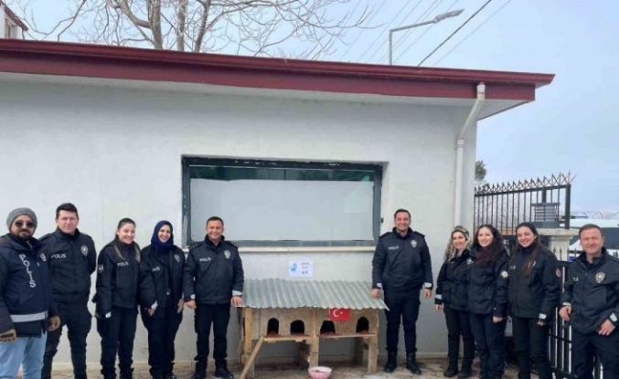Sivrice polisinden üşüyen minik dostlarına kedi evi