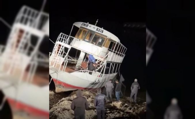 Diyarbakır’da kısmen batan tekne halat yardımıyla kurtarıldı
