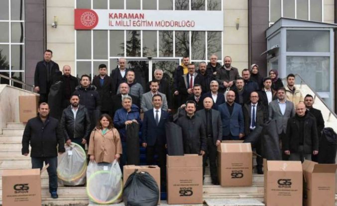 Karaman’da okullara spor malzemesi desteği