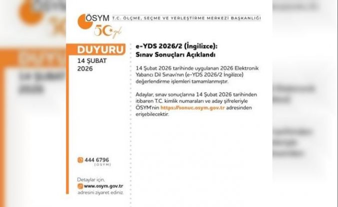YDS 2026/2 sonuçları açıklandı