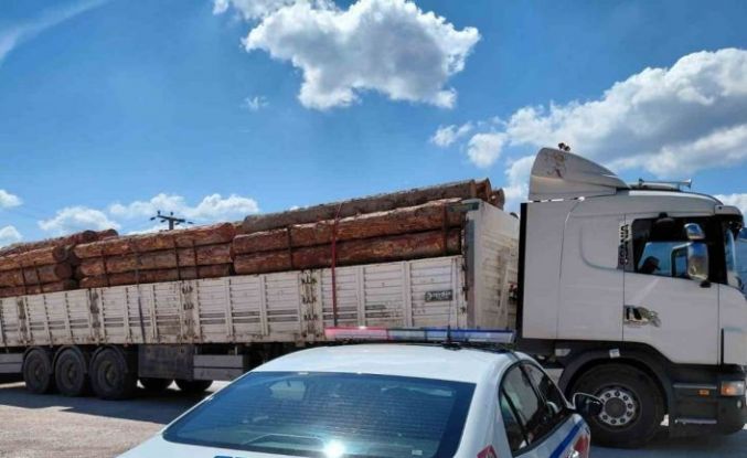 Bolu’da fazla tonajlı tomruk taşıyan kamyon sürücüsüne para cezası kesildi