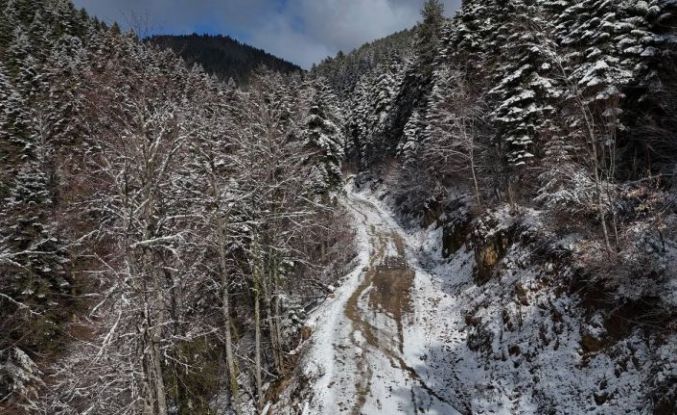 Karabük’ün beyaza bürünen yüksek kesimleri dronla görüntülendi