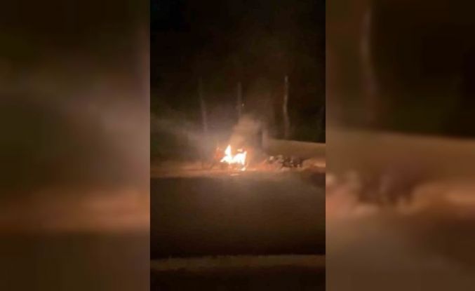 Mardin’de park halindeki motosiklet alev aldı