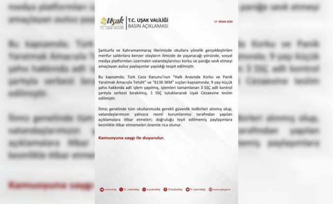 Uşak’ta asılsız paylaşımlara yönelik 1 şüpheli tutuklandı