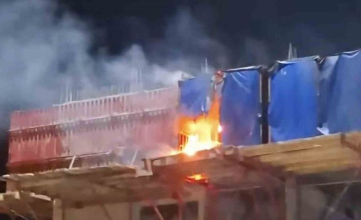 Emet’te şantiyede korkutan yangın