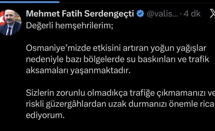 Osmaniye’de şiddetli yağış ve fırtına hayatı olumsuz etkiledi