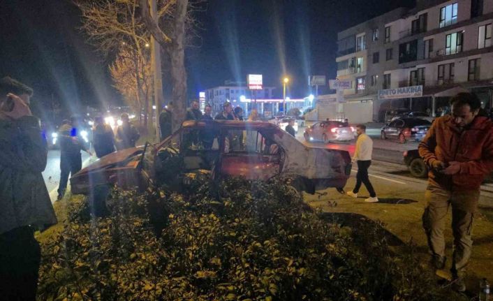 Otomobil refüjdeki ağaca çarptı: 1 kişi yaralandı