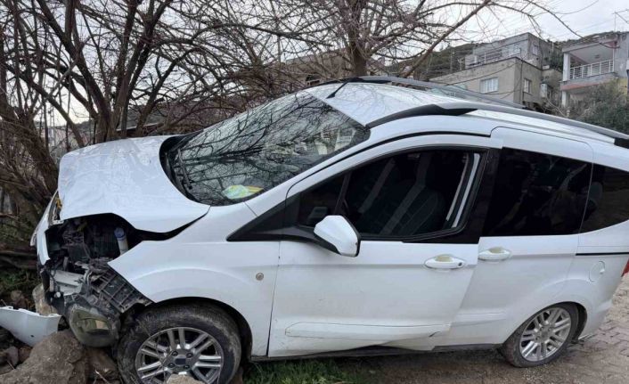 Freni boşalan hafif ticari araç ağaca çarptı: 1 yaralı