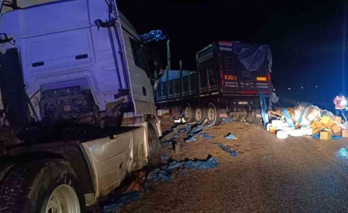 Zirai gübre yüklü tır devrildi: 1 yaralı