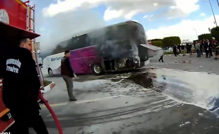 Yolcu otobüsünde çıkan yangın büyümeden söndürüldü
