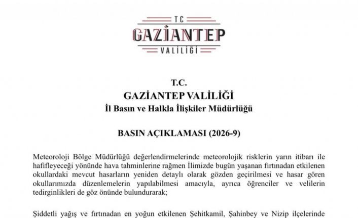Gaziantep’te fırtına sonrası okullar tatil edildi